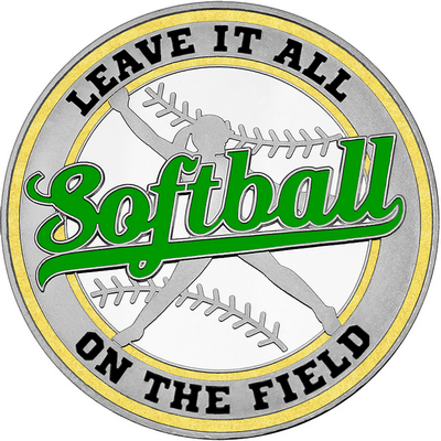 Green "Softball" with Gold Outer Circular Borders